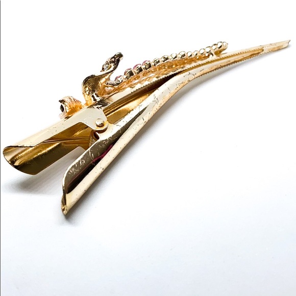 Pink & Gold Floral Hair Clip - Picture 4 of 8